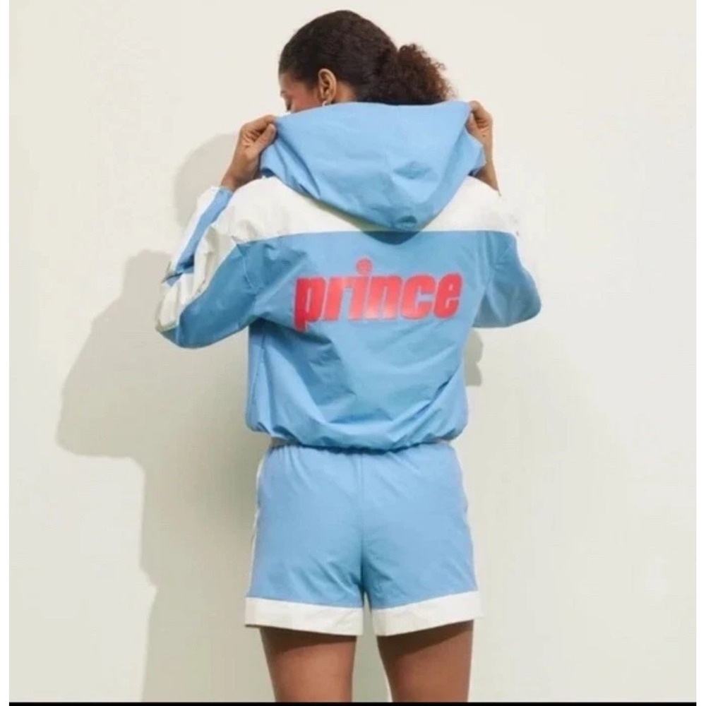 Prince Target light blue white nylon women zip pickleball jacket extra large‎